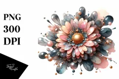 Watercolor Shiny Gerbera Made of Material | Clipart Product Image 3