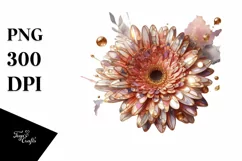Watercolor Shiny Gerbera Made of Material | Clipart Product Image 1