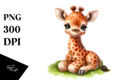 Baby Giraffe Digital Watercolor PNG Product Image 1