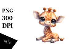 Baby Giraffe Digital Watercolor PNG Product Image 1