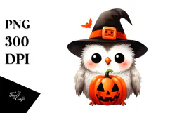 Simple Funny Halloween Clipart with Owl PNG Product Image 1