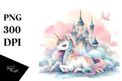 Baby Unicorn Serene Sky Palace | Sublimation | Clipart Product Image 1