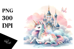 Baby Unicorn Serene Sky Palace | Sublimation | Clipart Product Image 1