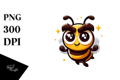 Cartoon Bee with Human-Like Eyebrows PNG Product Image 1