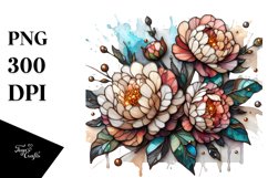 Detailed Wooden Small Stained Peonies | Clipart Product Image 3