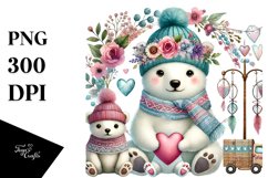 Pastel Boho Baby Polar Bear PNG Product Image 1