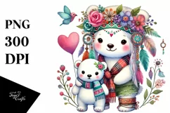 Pastel Boho Baby Polar Bear PNG Product Image 1