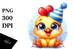 Funny Baby Chicken Party Hat Sticker Clipart Product Image 1