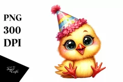 Funny Baby Chicken Party Hat Sticker Clipart Product Image 1