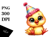 Funny Baby Chicken Party Hat Sticker Clipart Product Image 1