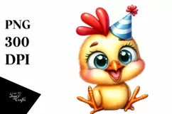 Funny Baby Chicken Party Hat Sticker Clipart Product Image 3