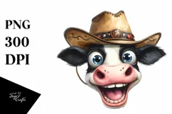 Cow Happy Crazy Funny Cow Portrait with Hat|Sublimation Product Image 3