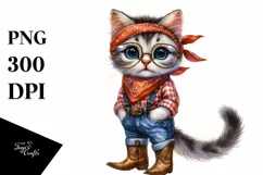 Watercolor Cat Big Eyes with Exquisite Accessories | Sticker Product Image 3