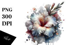 Glossy Flower Watercolor Splash PNG Product Image 1