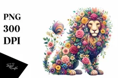 Watercolor Colorful Floral Lion |T-shirt, Mug, Tumbler Product Image 1