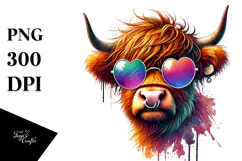 Highland Calf with Sunglasses PNG Product Image 1