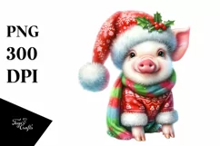 Cute Baby Pig Dressed Christmass | Sublimation | Clipart Product Image 1