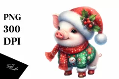 Cute Baby Pig Dressed Christmass | Sublimation | Clipart Product Image 1