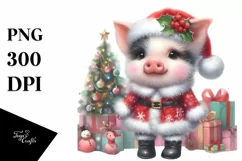 Cute Baby Pig Dressed Christmass | Sublimation | Clipart Product Image 1