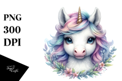 Detailed Simple Baby Unicorn Watercolor PNG Product Image 1