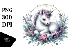 Detailed Watercolor Baby Unicorn, PNG Product Image 1