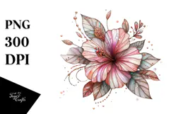 Vibrant Hibiscus, Watercolor Art PNG Product Image 1