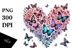 Butterfly Silhouette Heart Digital Painting PNG Product Image 1