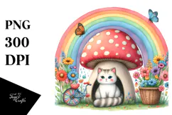 Colorful CAT House and Rainbow | Clipart Product Image 1