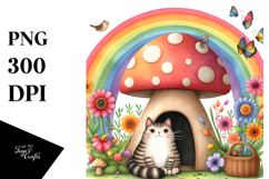 Colorful CAT House and Rainbow | Clipart Product Image 1