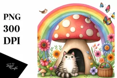 Colorful CAT House and Rainbow | Clipart Product Image 1