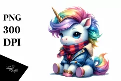 Vibrant Drawing Baby Unicorn PNG Product Image 3