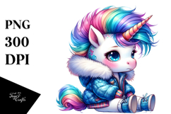 Vibrant Drawing Baby Unicorn PNG Product Image 1