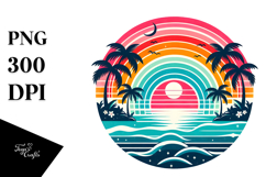 Retro Tropical Island Rainbow PNG Product Image 1