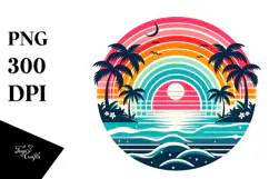 Retro Tropical Island Rainbow PNG Product Image 1