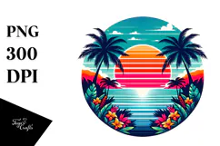 Retro Tropical Island Rainbow PNG Product Image 1