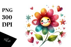 Colorful Smiling Flower with Hearts PNG Product Image 1