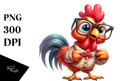 Watercolor Funny Rooster Standing es | Sublimation Clipart Product Image 1