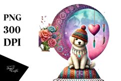 Colorful Boho Dog Holding Heart Product Image 1