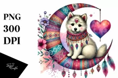Colorful Boho Dog Holding Heart Product Image 1