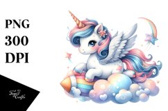 Pastel Cute Unicorn Playful Comet | Clipart Product Image 1