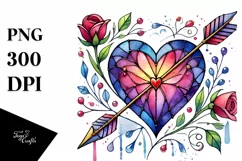 Stained Hearth with Arrow, High-Res PNG Product Image 1