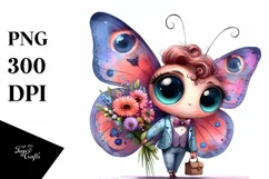 Cute Butterfly Big Eyes | Watercolor Clipart Product Image 3