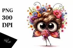 Funny Large Flower Bouquet Butterfly | Sublimation Clipart Product Image 1