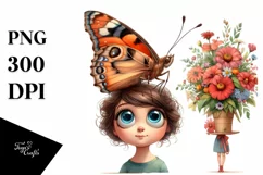 Funny Butterfly Caricature | Watercolor Clipart Product Image 3