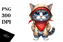 Watercolor Cat Wearing Raincoat | Sticker Product Image 1