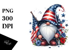 Detailed Patriotic Gnome | Watercolor Clipart Product Image 3