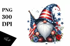 Detailed Patriotic Gnome | Watercolor Clipart Product Image 3