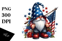Patriotic Gnome Artwork | Watercolor Clipart Product Image 1