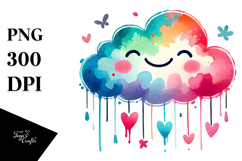 Smiling Cloud with Hearts, Colorful PNG Product Image 1