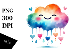 Smiling Cloud with Hearts, Colorful PNG Product Image 1